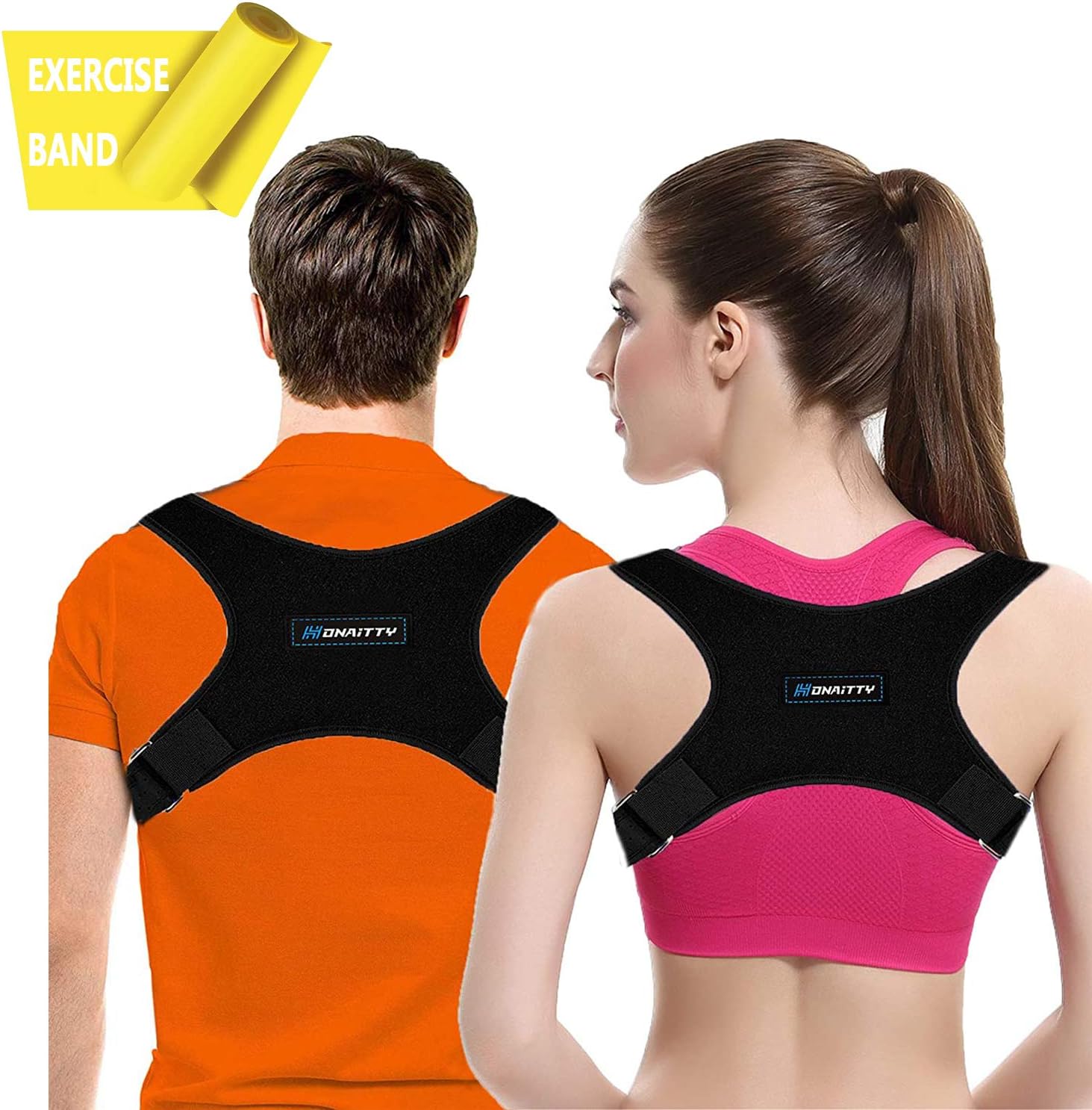 Posture Corrector for Women Men - Posture Brace - Adjustable Back Straightener Upper Back Brace for Posture Support Back Posture Effective for Neck Shoulder Pain Relief Posture Trainer Resistance Band