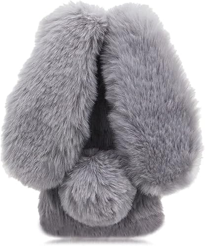 Miniatura 2 de Funda compatible con Moto G8 Plus, funda de piel de conejo, con orejas de conejo, funda de teléfono peluda, suave y linda felpa de invierno cálida