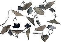 Vista 21 de Things2Die4 Cadena de lluvia de metal de 80 pulgadas con 6 discos celestiales de luna creciente y sol, acabado de bronce, alternativa decorativa