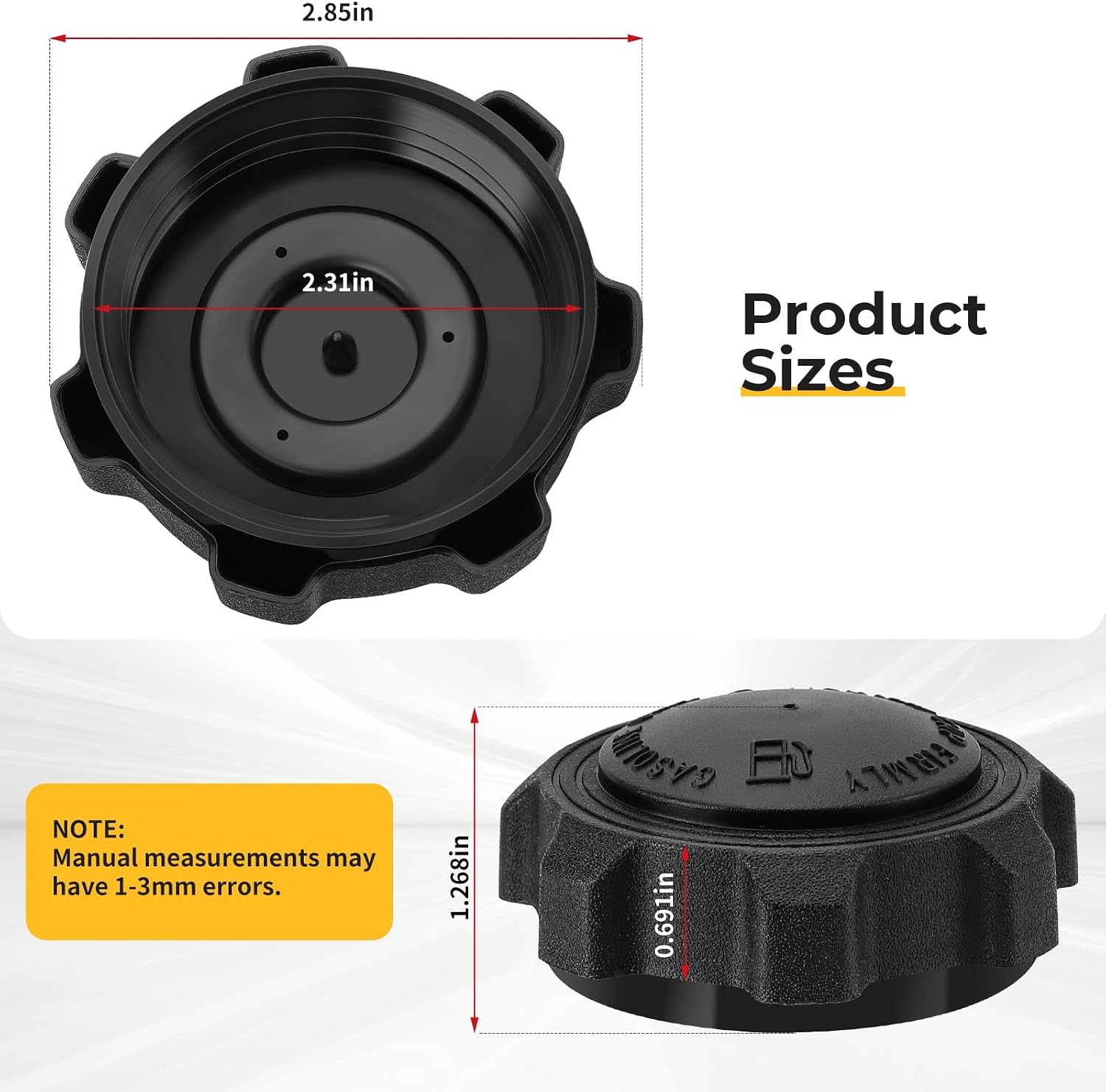 2Pcs Fuel Cap Gas Cap 01538400 125-384 1015188 1027516-01 fit for John Deere Club Car Carryall-294 XRT1500 Ariens Mini-Zoom Sport-Zoom EZR HVZ STX SRX MT-D Riders
