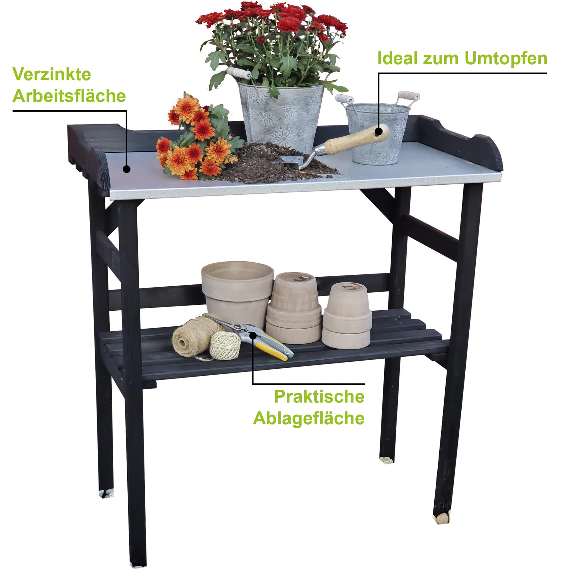 Pflanztisch klein mit verzinkter Arbeitsfläche