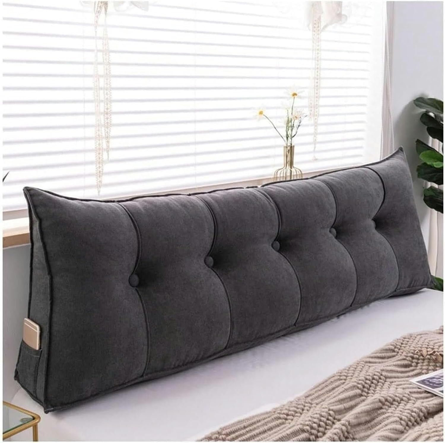Wedge Headboard Pillow + Bed Wedge Pillow for Resting and Reading, Super Soft Triangular Headboard, Long Rest Reading Pillow Sit Back on Bed Positioning Support