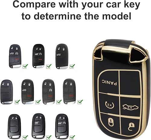 Miniatura 3 de SUNCARACCL Funda para llavero Jeep con llavero de cuero, funda de protección completa de TPU suave para Grand Cherokee Renegade Chrysler 200 300