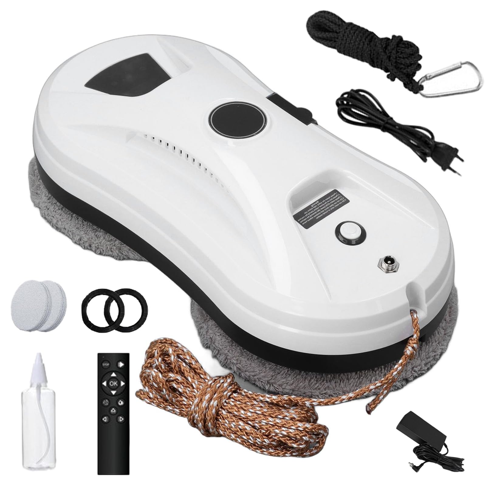 Robot limpiacristales con depósito de Agua de 35 ml, Aspirador de Pared con Gran succión de 5600 Pa y Control Remoto, Incluye 10 paños, Ideal para Azulejos, Espejos, Puertas de CRI