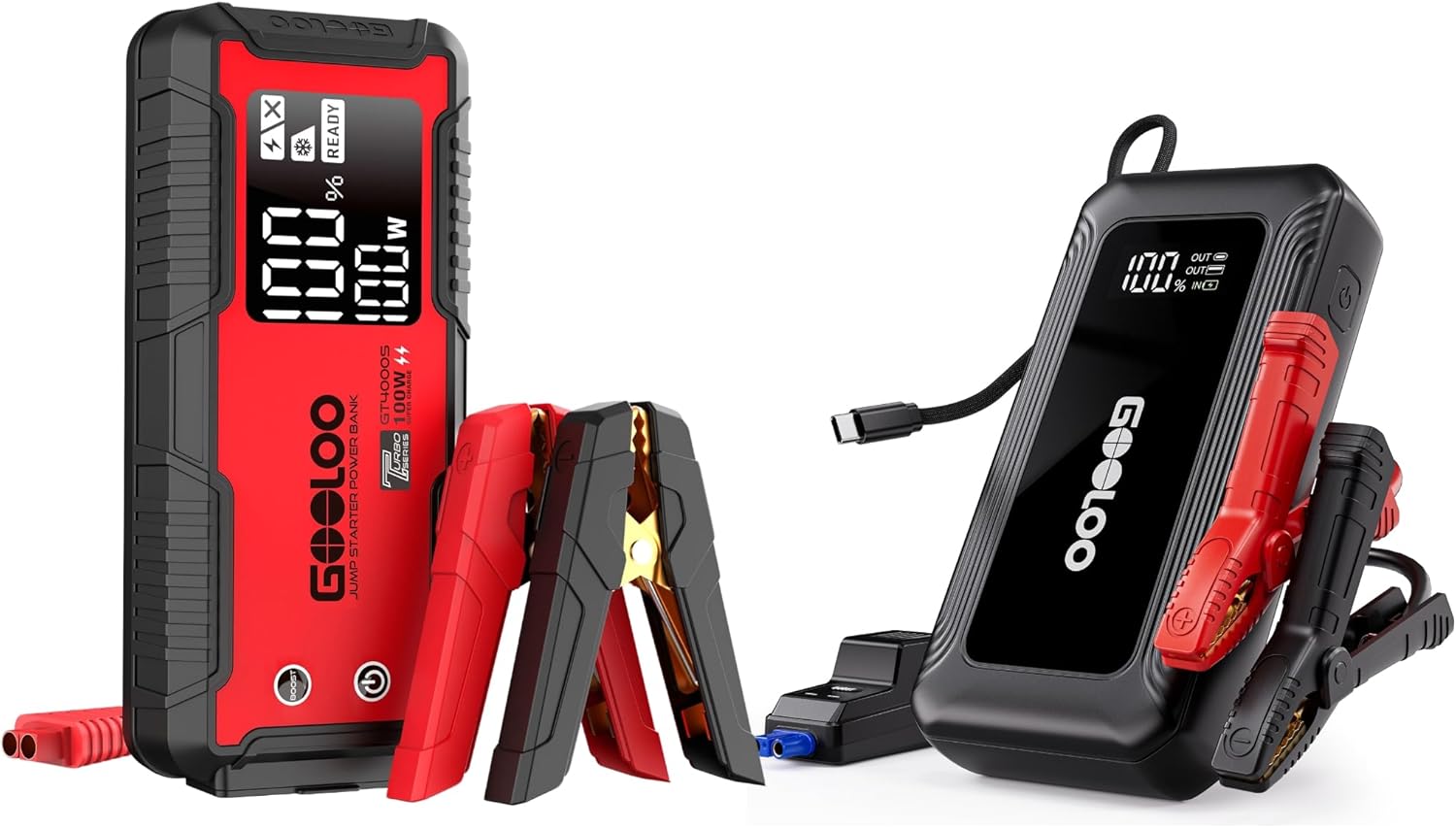GOOLOO GT4000S Jump Starter & GOOLOO G7 3000A Jump Starter with Built-in Cable