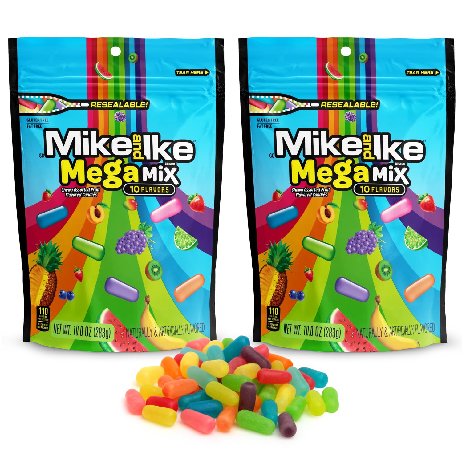 Mike and Ike Mega Mix Candy, 2 Pack of Movie Theater Candy Boxes 10OZ Each, Ideal Mike and Ike Candy for Your Favorite Films, Perfect Theater Box Candy for Sharing with Friends