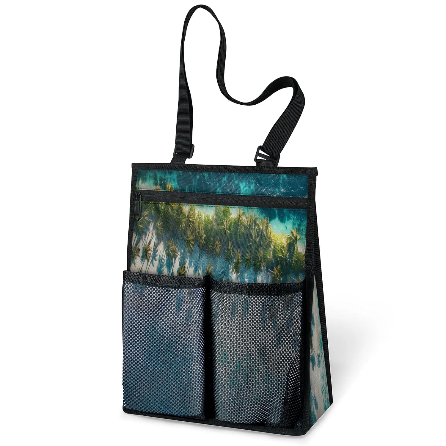 Ourtheme Sea Beach Pattern Portable Shower Bag for Travel Gym Camp Beach Tote Shower Caddy Bags Hanging Toiletry