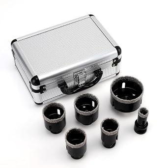 RZX Diamond Core Drill Bits Set - 6pcs Tile Hole Saw Kit 20/35/40/45/50/68mm for Porcelain Ceramic Tile Granite Marble Concrete Glass