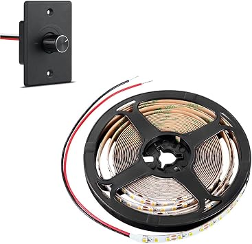 RV Flexible LED Strip Light 3000K and 12V Light Dimmer Switch4A,Panel Mount,Rotary Knob Bundle