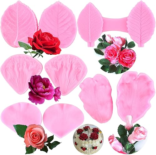 Miniatura 10 de Molde de veteado de silicona con hojas de goma para pasta de goma, molde de hojas de pasta de goma para decoración de pasteles de azúcar, decoración