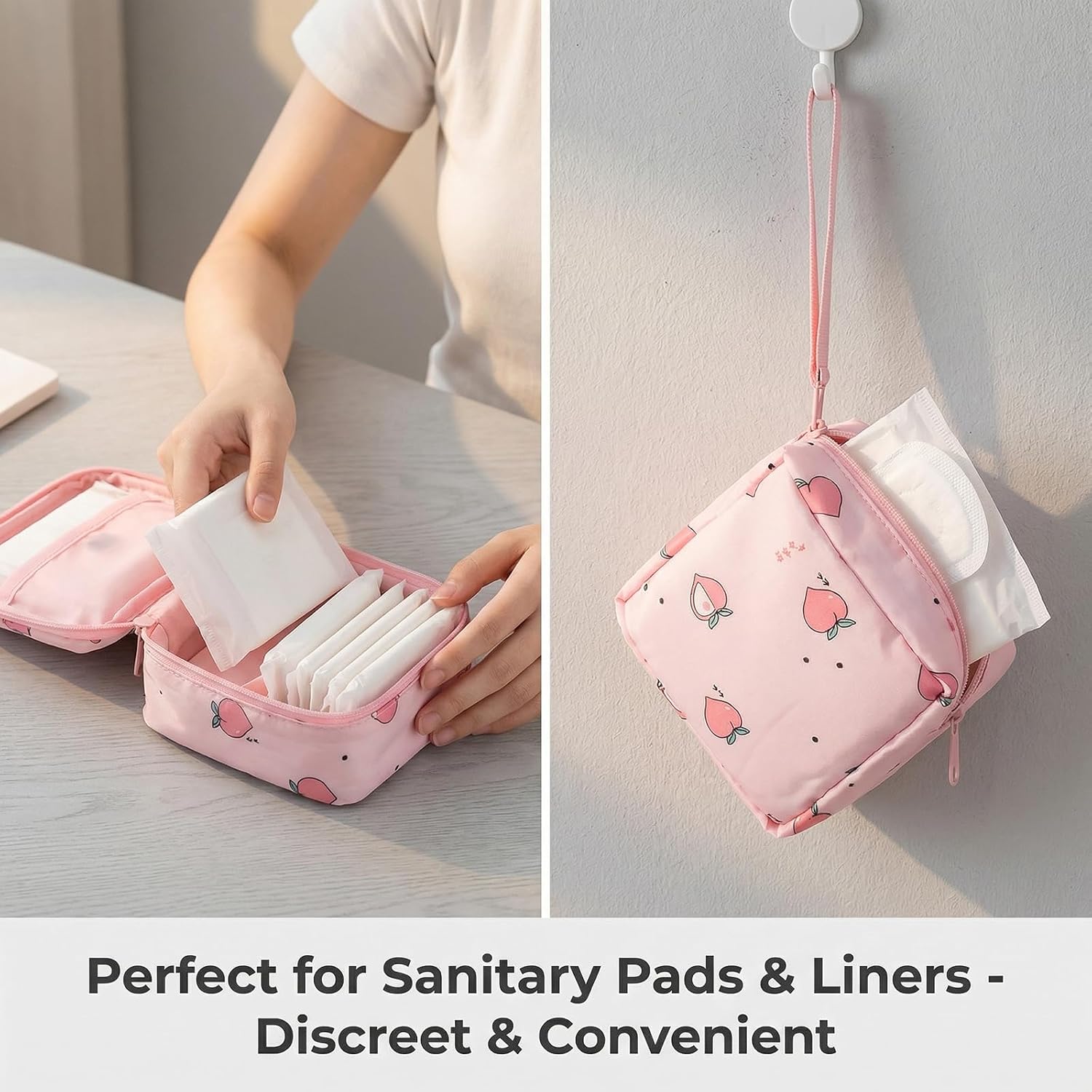 Happyupcity 3Pcs Sanitary Napkin Storage Bag – Portable Oxford Nylon Period Pouch with Zipper for Tampons, Menstrual Cups & Feminine Care image 5
