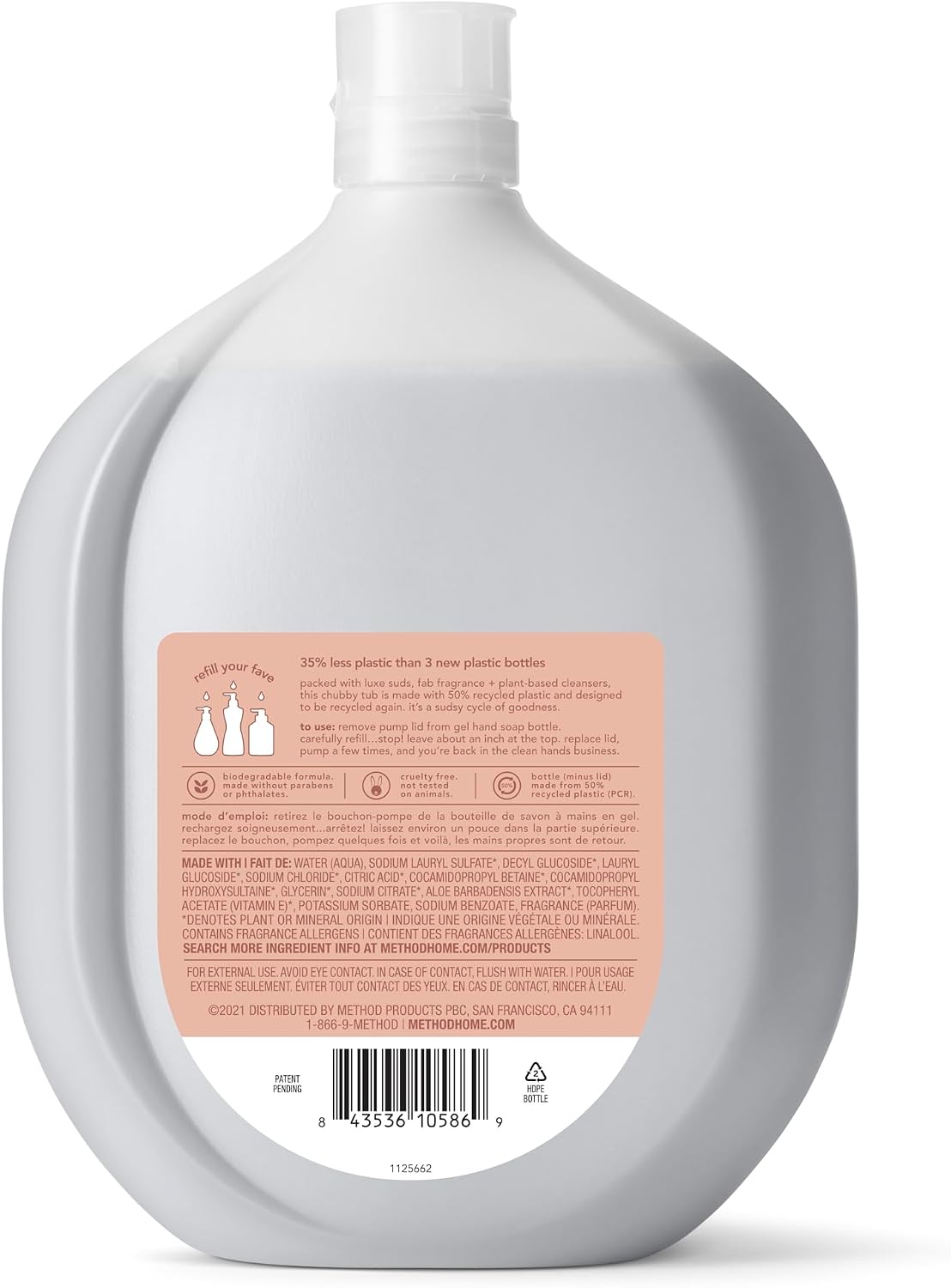 Method Gel Hand Soap Refill, Vanilla + Raspberry, 34 Fl Oz (Packaging May Vary) (Pack of 2)