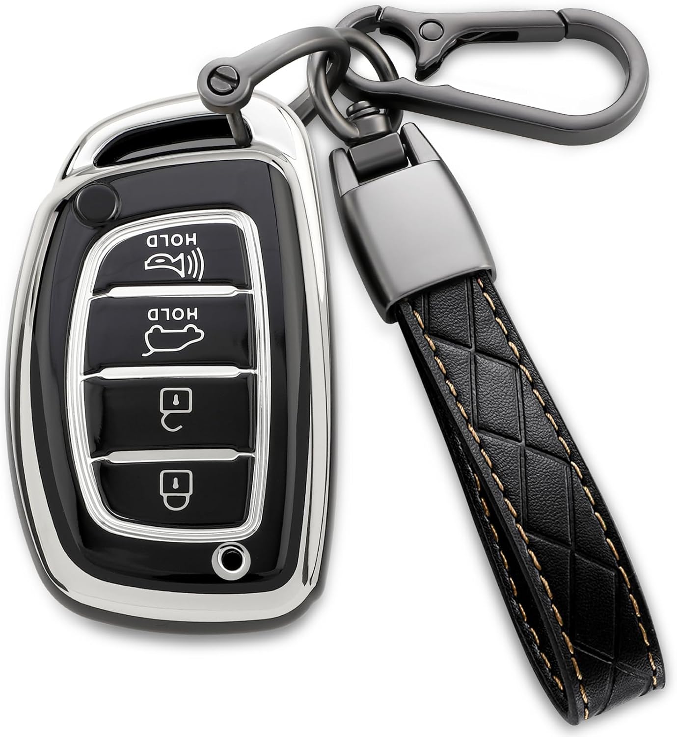 Amazon.com: TOGAFEY for Hyundai Key Fob Cover Soft TPU with Leather ...