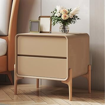 Comodino moderno e minimalista in legno massello per camera da letto con cassetti portaoggetti, armadietti per camera da letto, comodini in legno, cassettiera, armadietti in legno,  Color Light cof