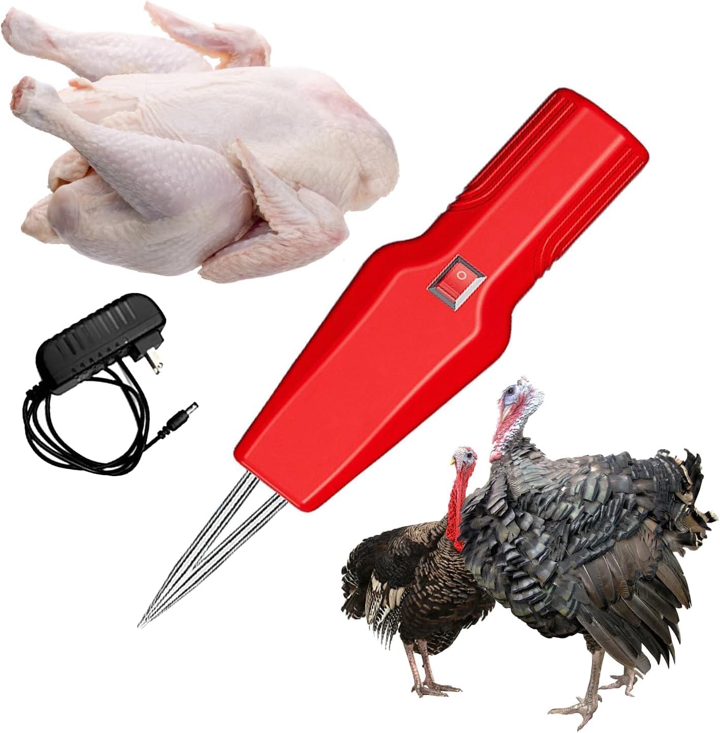 Macchina per la rimozione di piume per pollame, anatra, oca e tacchino, colore rosso acceso