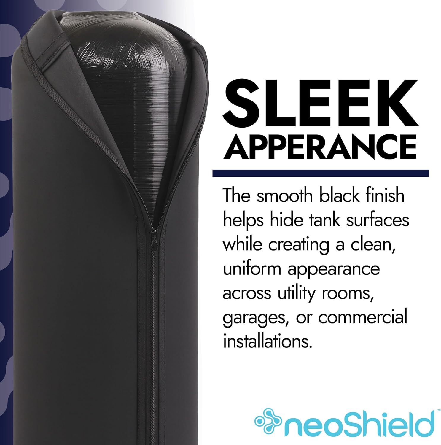NeoShield Neoprene Tank Jacket for Water Softener & Filter Tanks, Zippered Cover for Condensation Control, UV & Weather Protection, Black by Neo-Pure (13''D x 54''H)