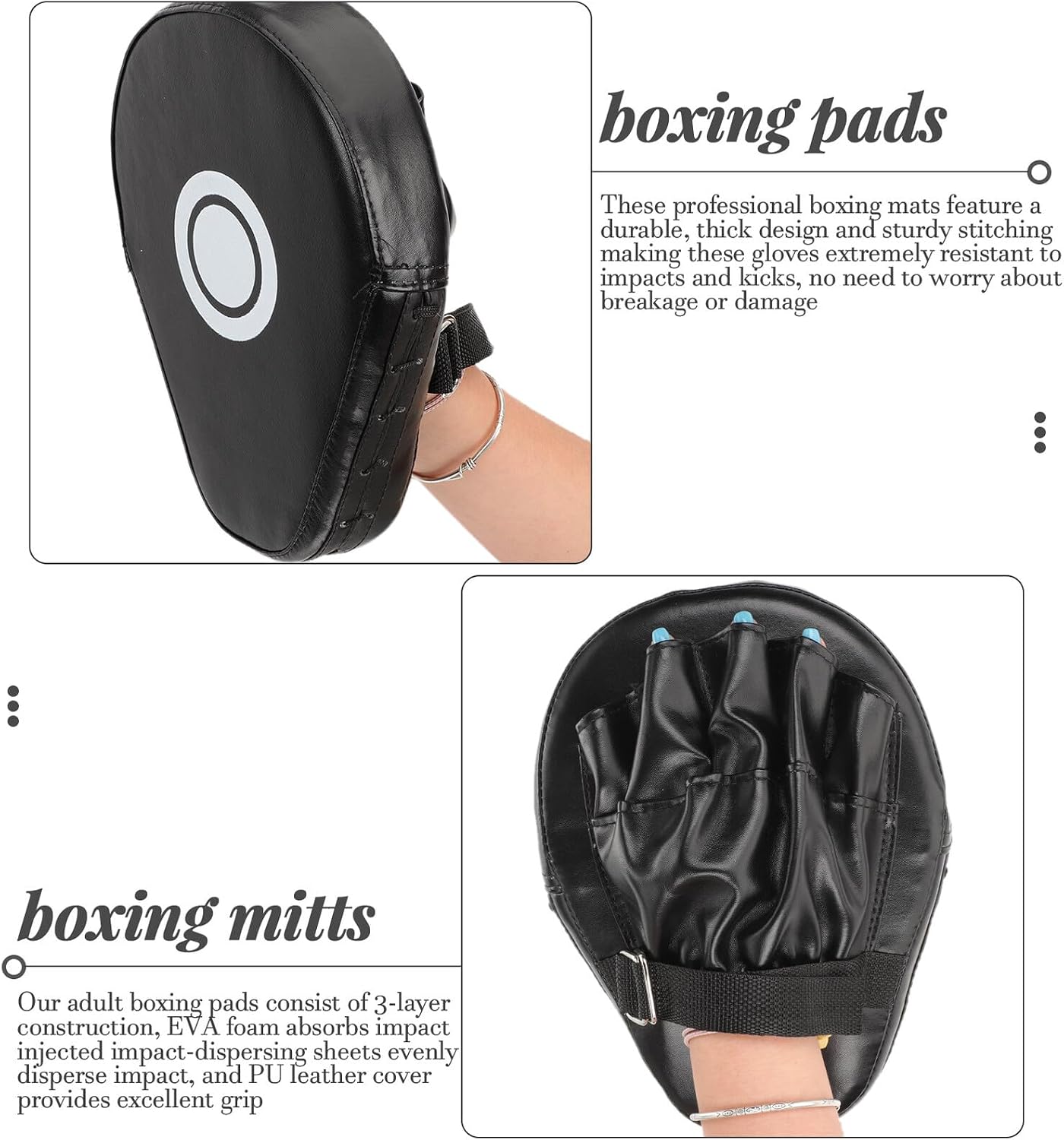 Zerodeko 2pcs Curved Muay Thai Hand Pads Boxing Focus Mitts with Five Digit Hold Ergonomic Design for Punching Strike Shield Sparring Training Taekwondo Kickboxing