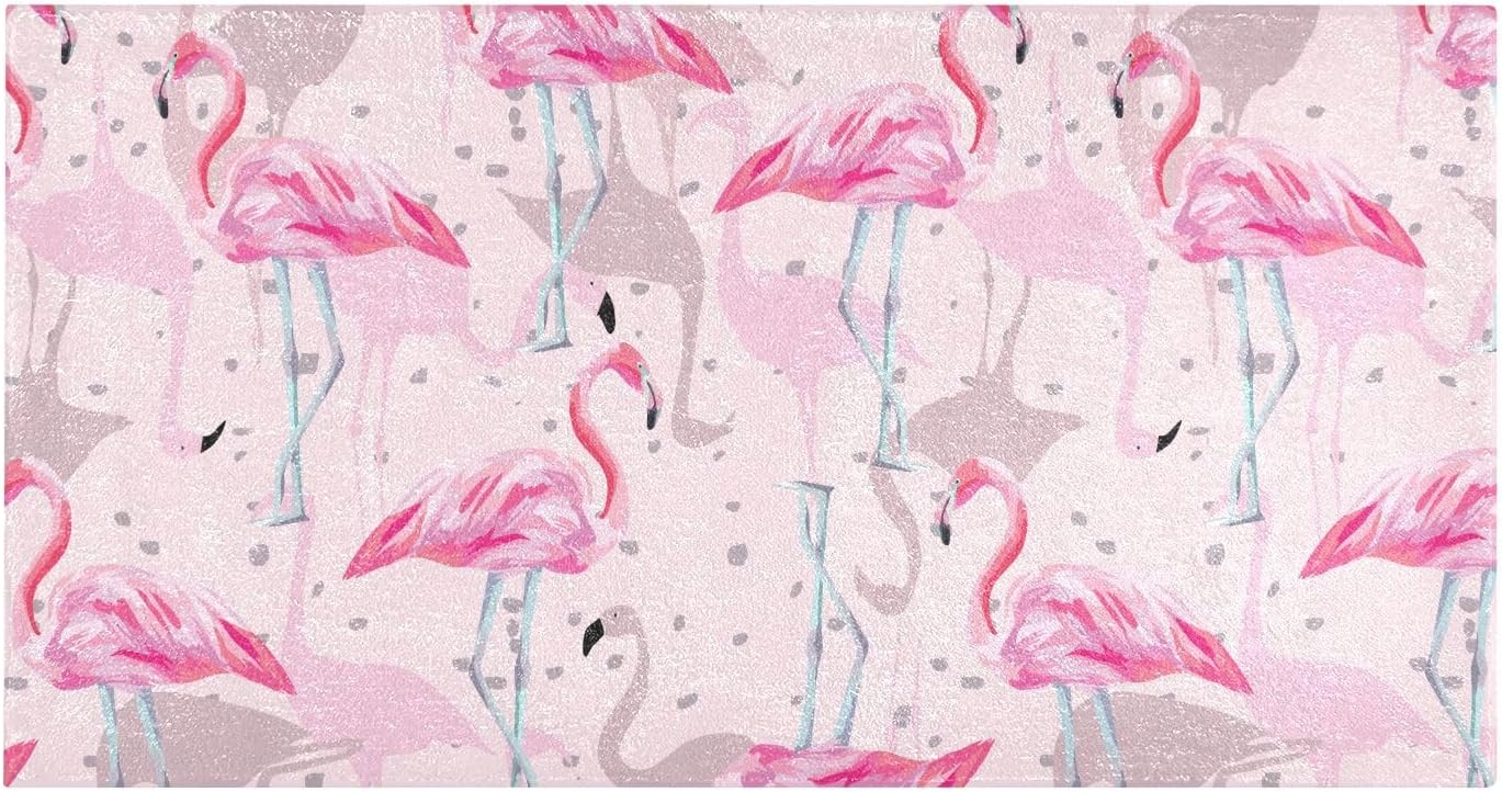 Pink Flamingo Bathroom Rugs Fluffy Absorbent Bath Mat Machine Washable Soft Microfiber Shaggy Kitchen Mat Non Slip Carpet Runner for Kitchen Entryway Laundry Room Decor
