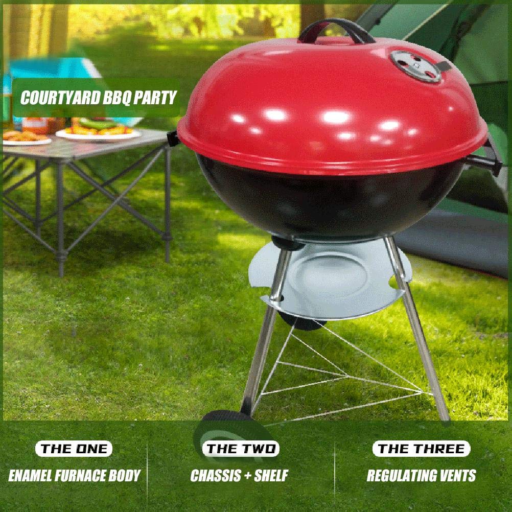 grill Grill grill Domowy grill węglowy Zewnętrzny przenośny mini stojak na grilla Mały okrągły grill z pokrywką Grill grill zewnętrzny (kolor: 2)