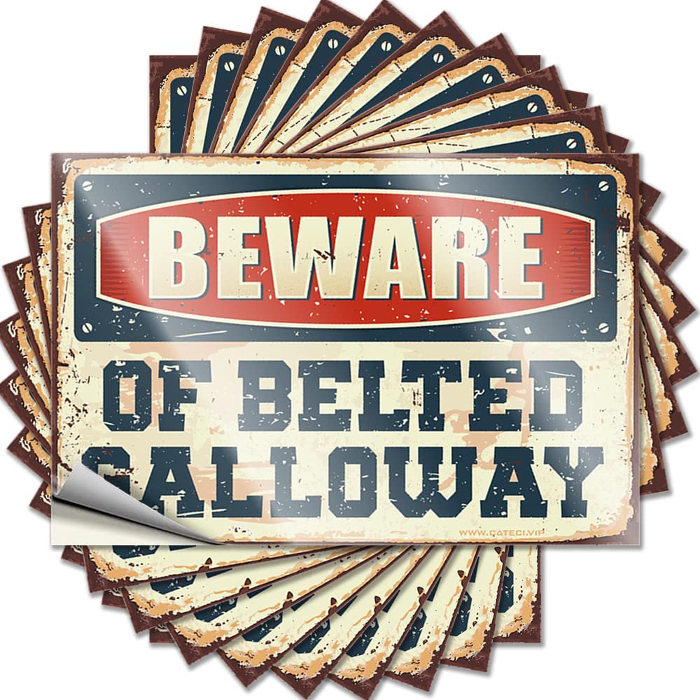 Decals for Cars Beware of Belted Galloway Funny Sticker 10 Pcs Hardhat Stickers and Decals Man Cave Funny Signs(8X12CM)
