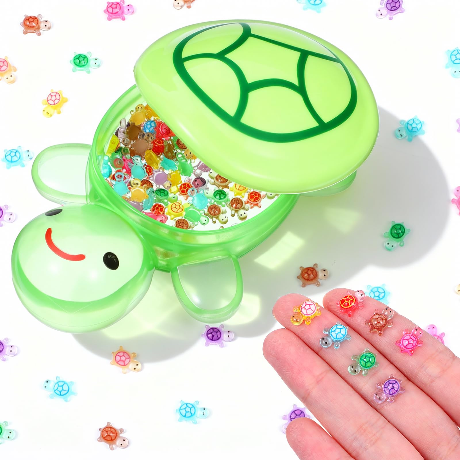 Alrhso 200Pcs Mini Resin Turtles with 1Pcs Large Turtle, Luminous Plastic Turtles Glow in the Dark for Miniature Landscapes, Aquarium Decorations