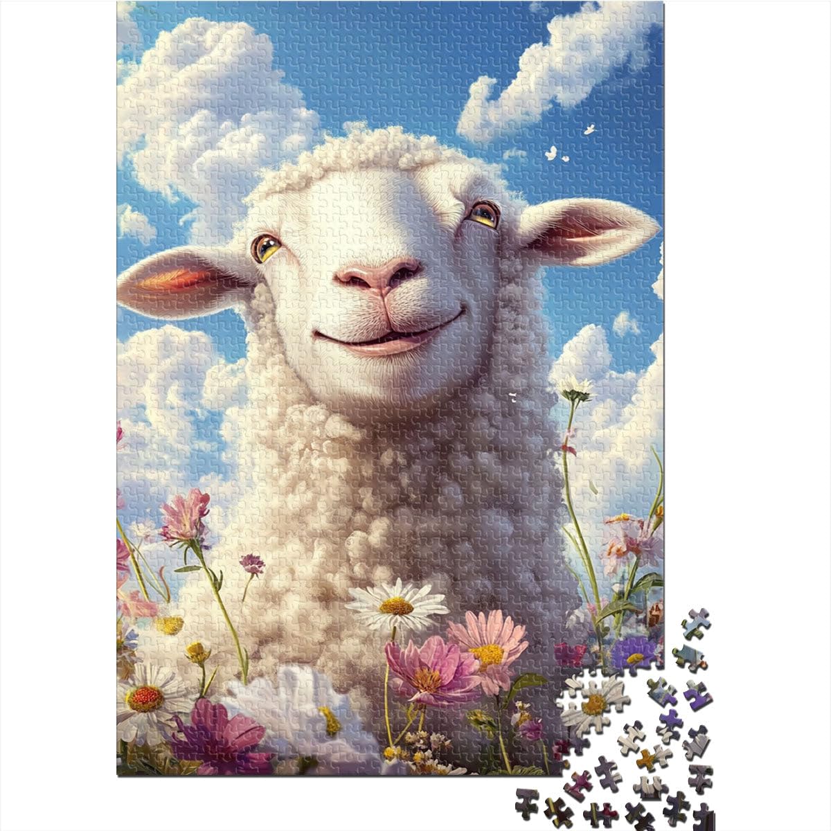 Puzzle 2000 pièces pour Adultes, Adorable bébé Mouton, Jeux éducatifs, décoration d'intérieur, Une œuvre d'art, 27,56 po x 39,37 po, pour Les 14 Ans