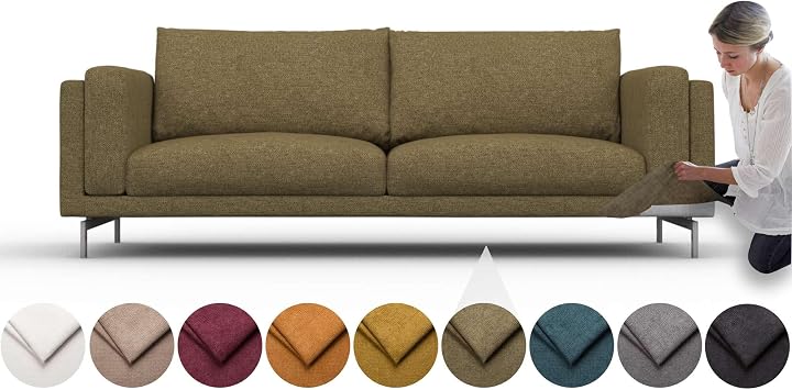 Cover for Nockeby 3 Seat Sofa, Replacement Slipcover, Heavy Duty 7 pcs Cover, Soft Durable Washable Fabric, Easy to Clean & Replace Crown - Olive