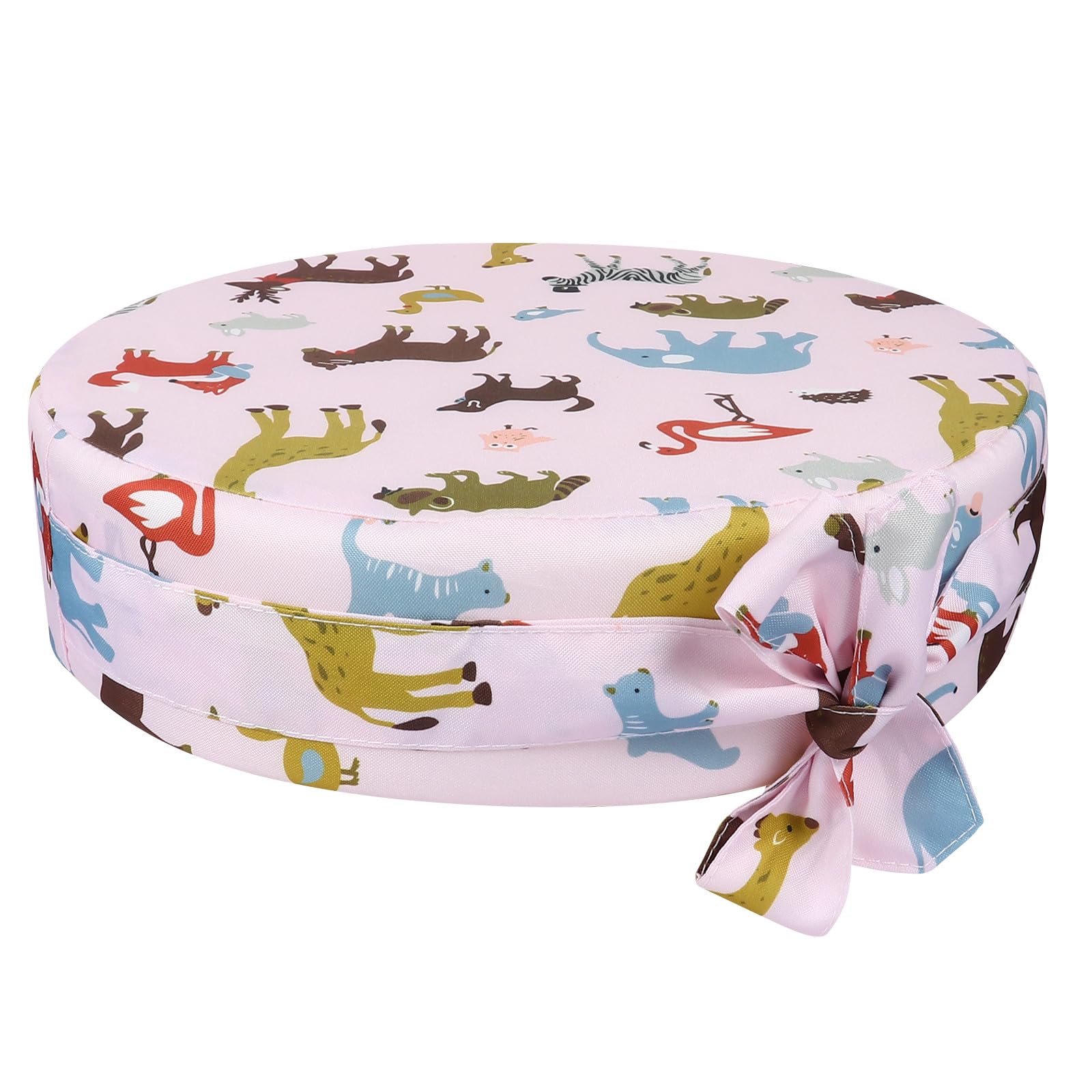 Hohopeti Cojín Elevador para Silla de Niños Antideslizante Correas Ajustables, Superficie de Algodón Resistente y Esponja de Alta Densidad, Color Rosa Diseño de Animales, Asiento Portátil
