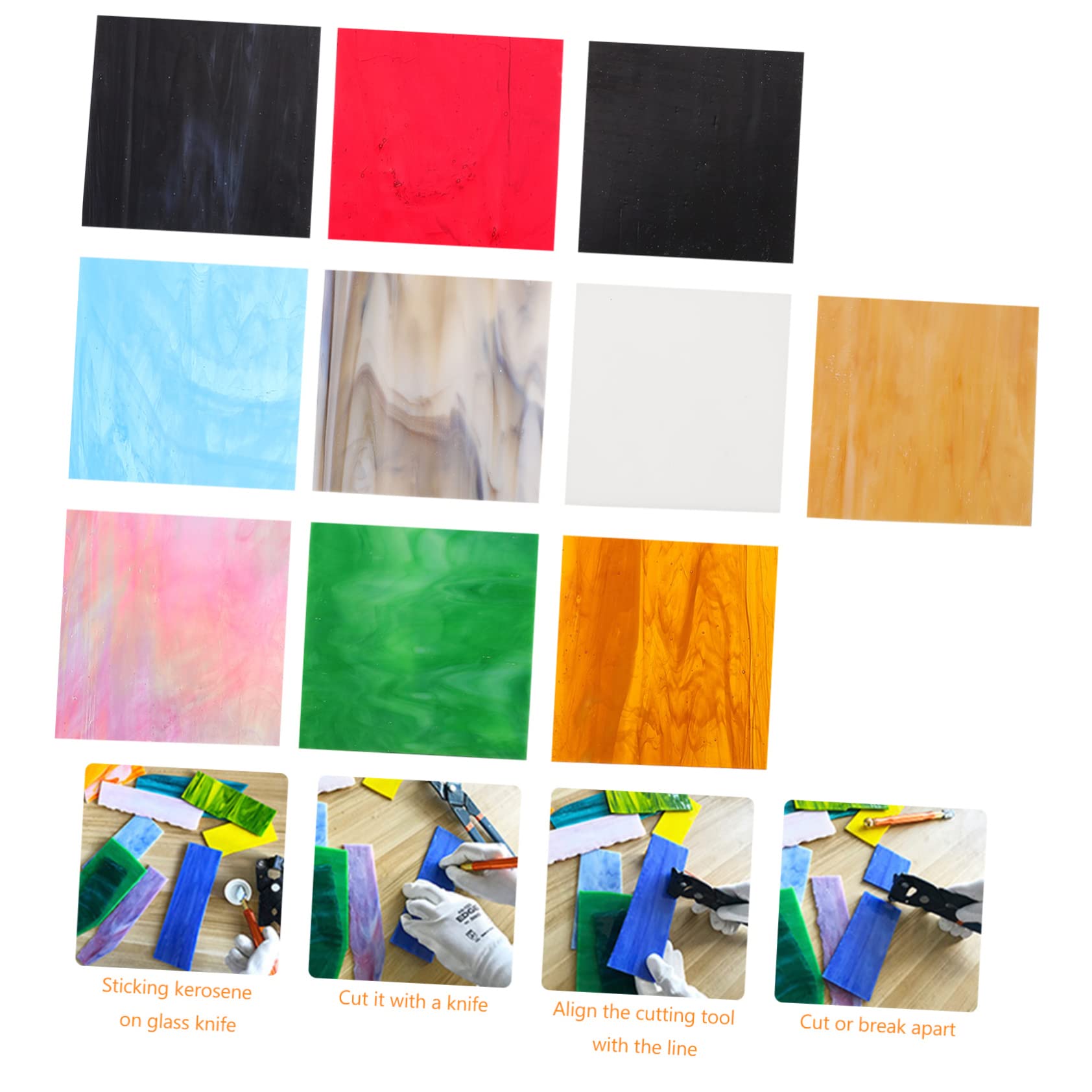 HEALEEP 12pcs Cathedral Glass Mosaic Tiles Kit Red Mosaic Tiles for Window Decoration