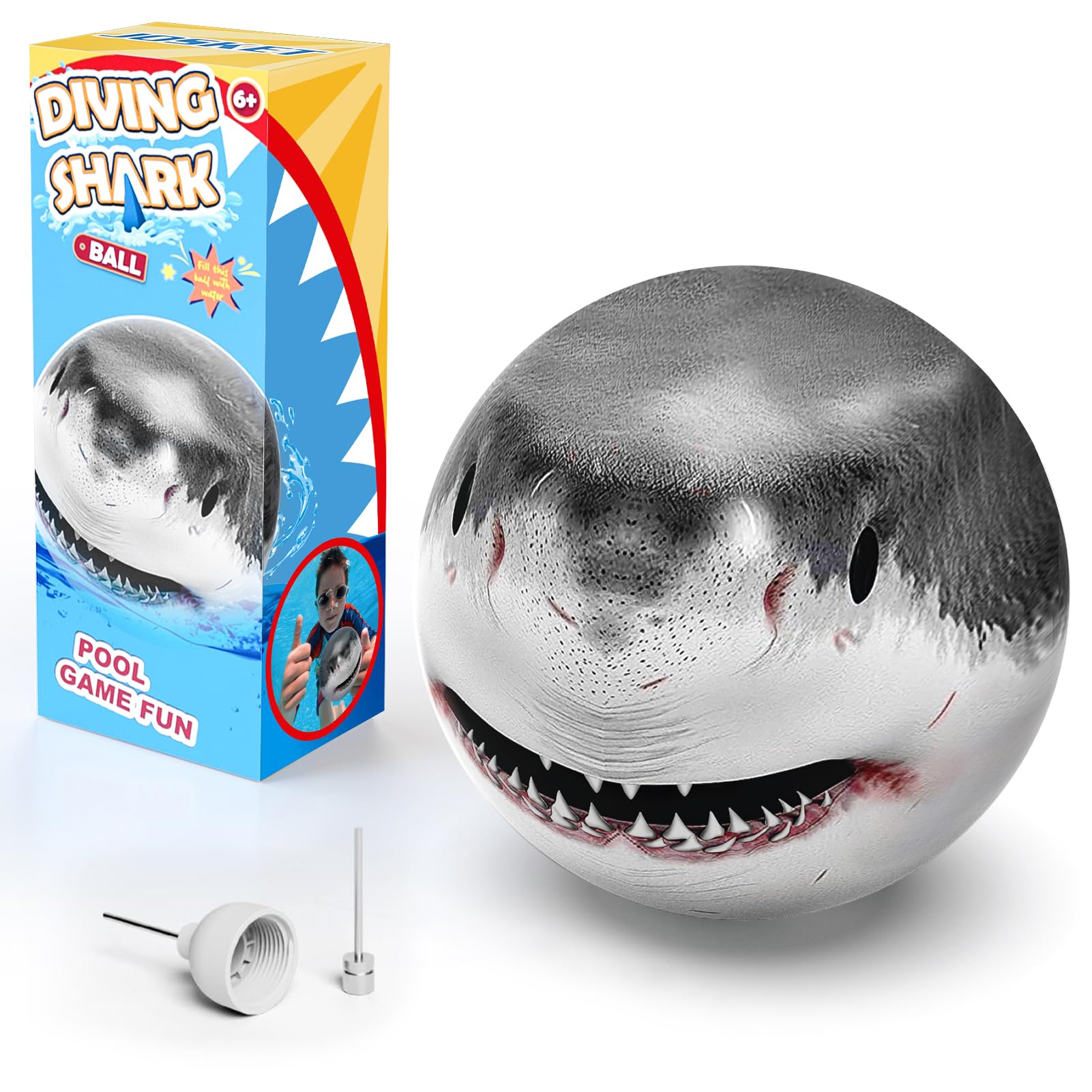 JOSKET Shark Diving Ball Pool Toys for Kids Pool Games Swimming Sports Water Ball for Kids Adults Family 6 inch