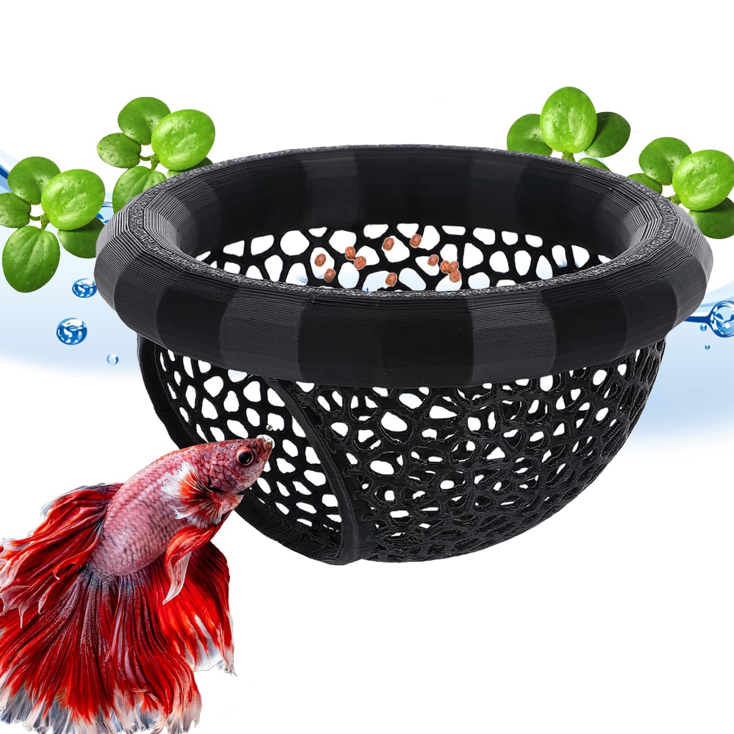 Floating Betta Hammock and Feeding Ring, Aquarium Beta Hideout, Cave, Bed