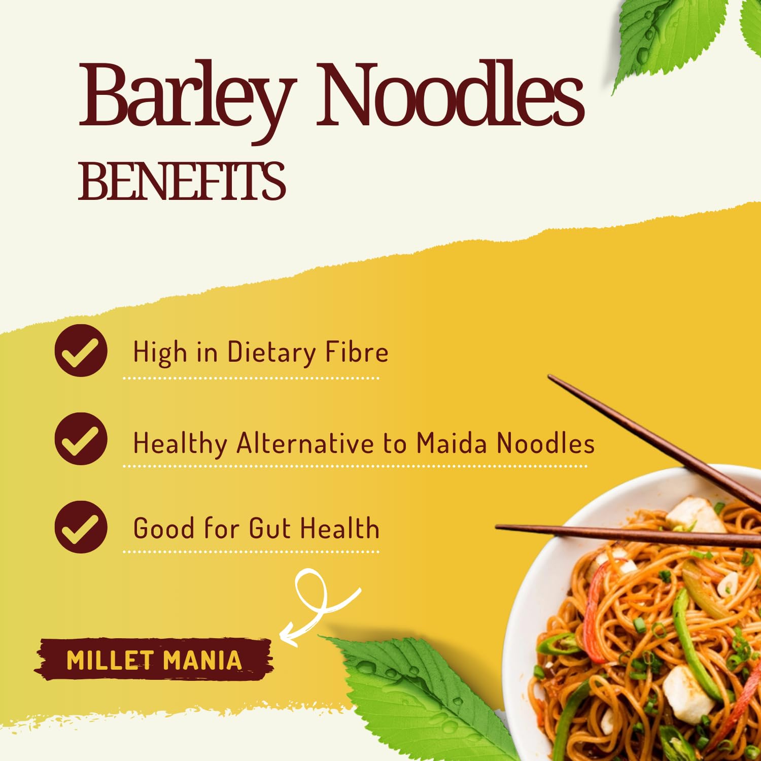 Millet Mania Barley Millet Noodles | Delicious And Nutricious | Vegan | With Iron And Vitamins (Pack of 2) 1