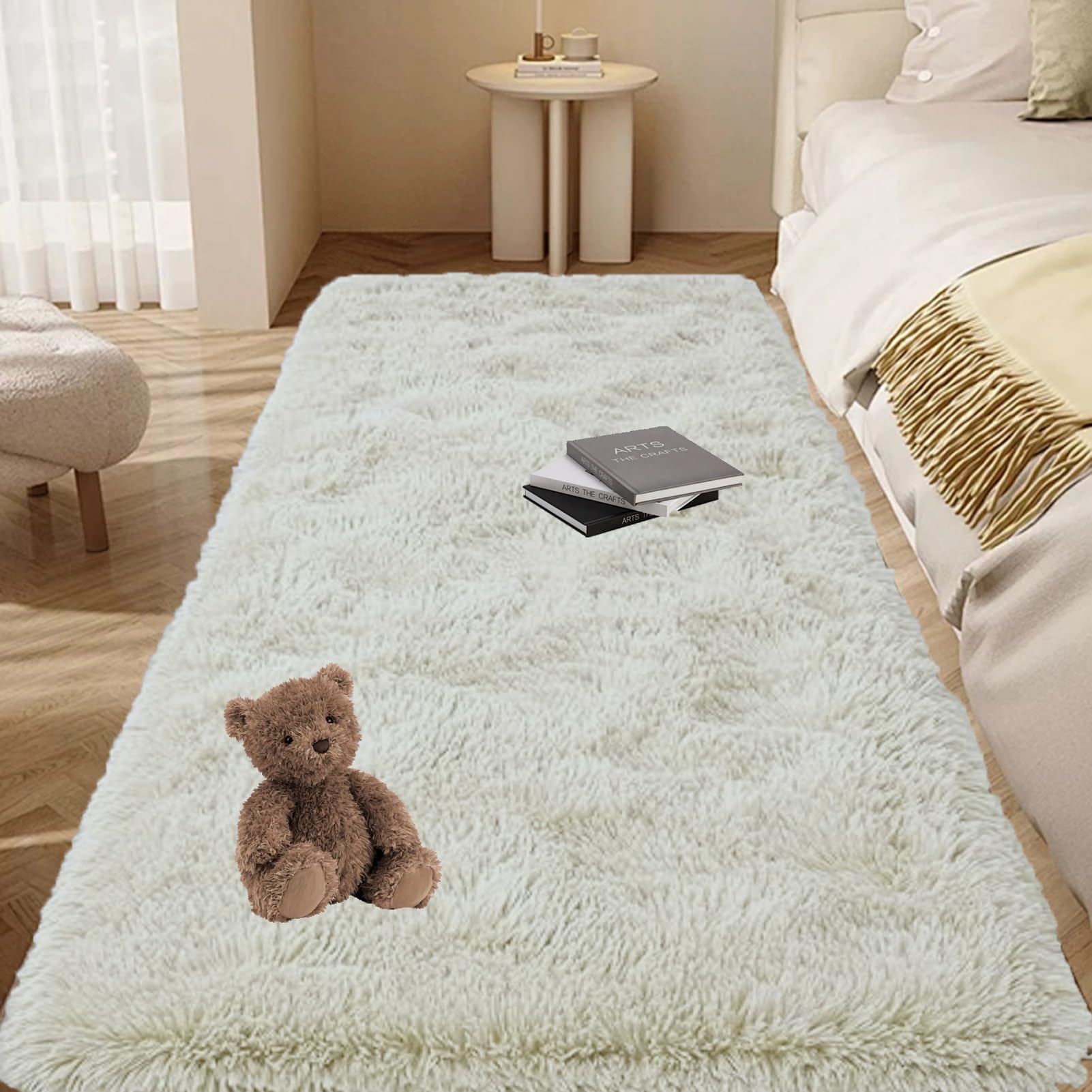 GOUTUI Alfombra Relax para Salón 90 x 150 cm Lavables y Antideslizante Alfombras Pelo Interior No Se Desprenden para Salón Dormitorio Baño Pasillo, Blanco