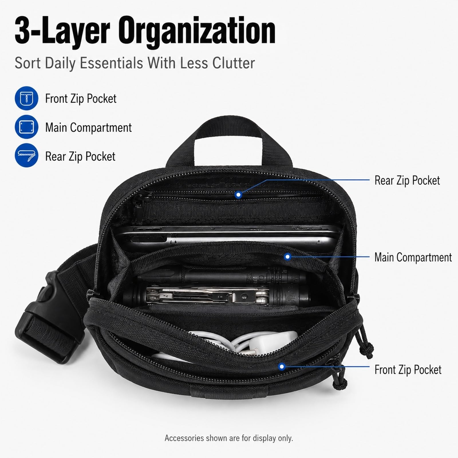 Genérico Bolsa Outdoor de Nylon 1000D, Bandolera y riñonera for Ciclismo Viaje Diario