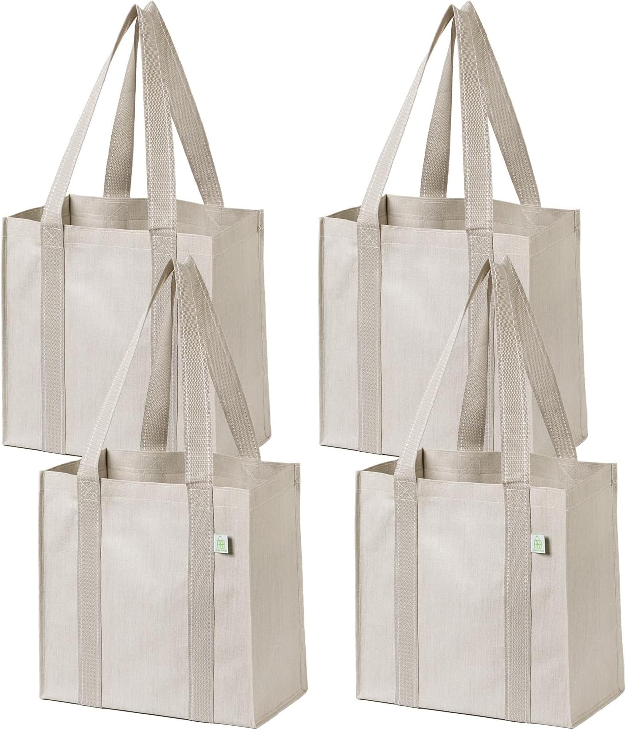 VENO 2-4 Pack Reusable Grocery shopping Bags, Medium Tote Bag w/Handle Hard Bottom, Heavy Duty, Foldable Carrier