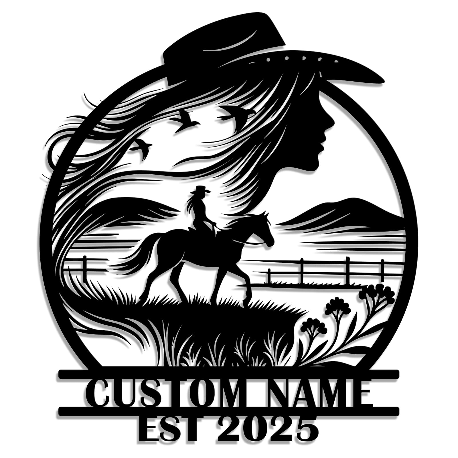 Personalized Cowboy & Cowgirl Metal Sign – Custom Western Horse Riding Wall Art – Rustic Ranch Decoration for Farmhouse, Barn, or Outdoor Spaces (Style-1)
