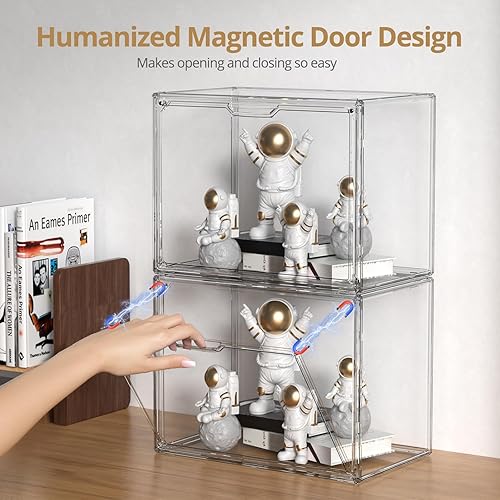 Miniatura 5 de Contenedores de almacenamiento de plástico transparente  vitrina de acrílico con puerta magnética, organizador de bolso para armario caja de