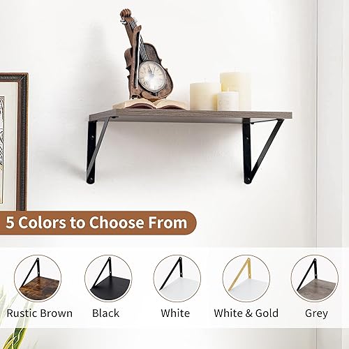 Miniatura 7 de Axeman Estantes Flotantes Profundos para Pared, Estantes Flotantes Profundos de 12 Pulgadas Juego de 2, 16A x 12P Estantes Grandes de Madera Gris