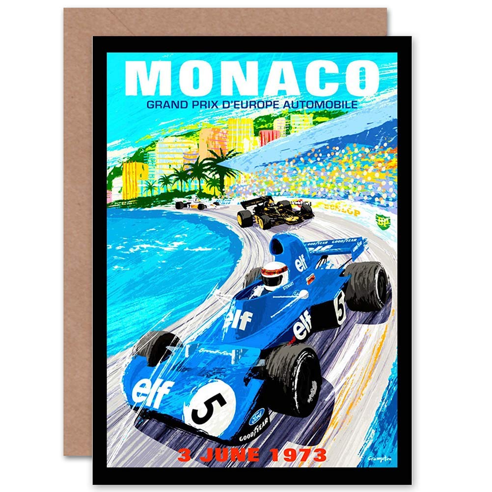 Wee Blue Coo Blue Wee Coo Vintage Advert Motor Sport Monaco Grand Prix 1973 Blank Greetings Card
