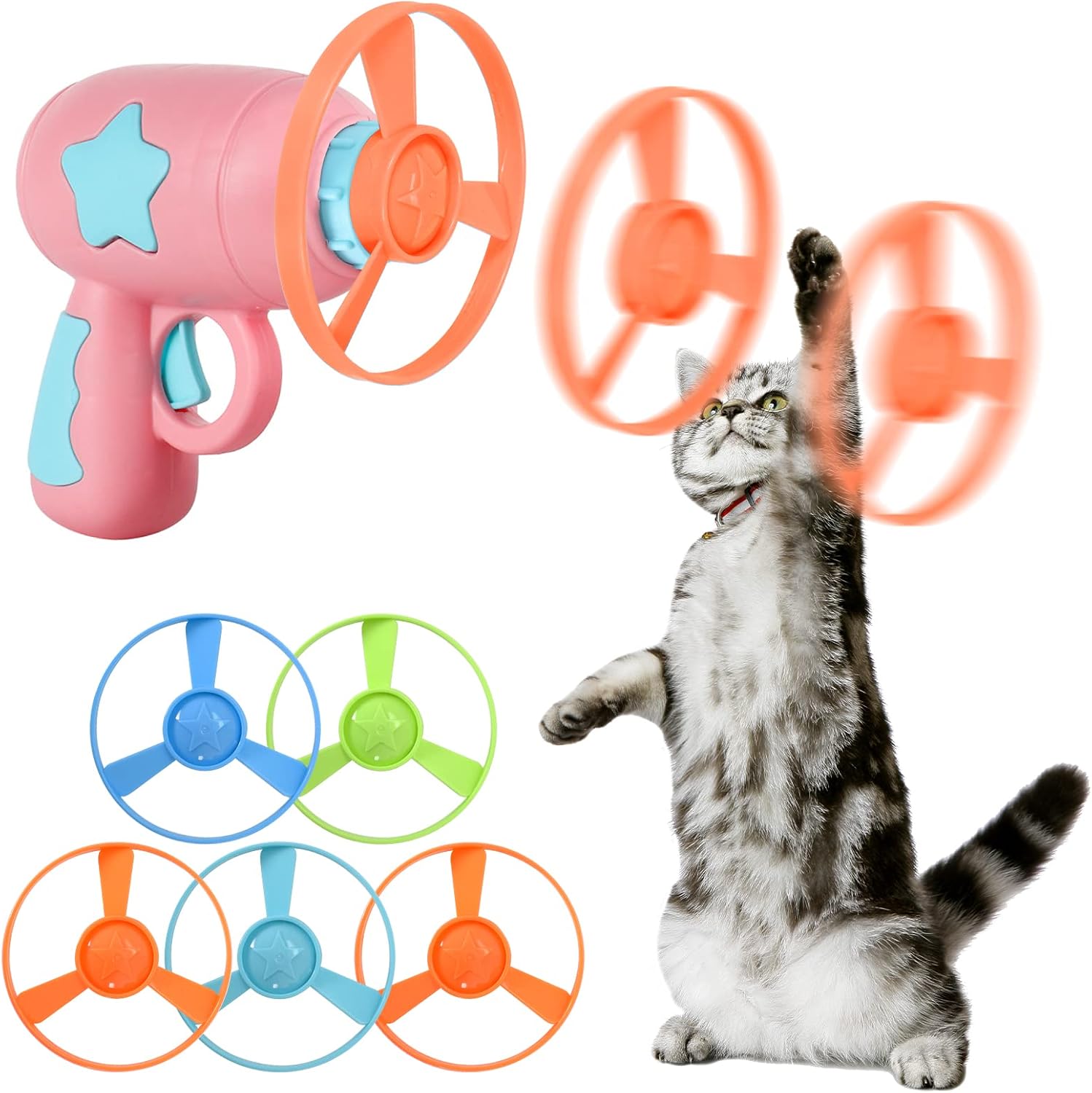 Cat Fetch Toy, Haustier Spielzeug Bunte Fliegende Propeller Disc
