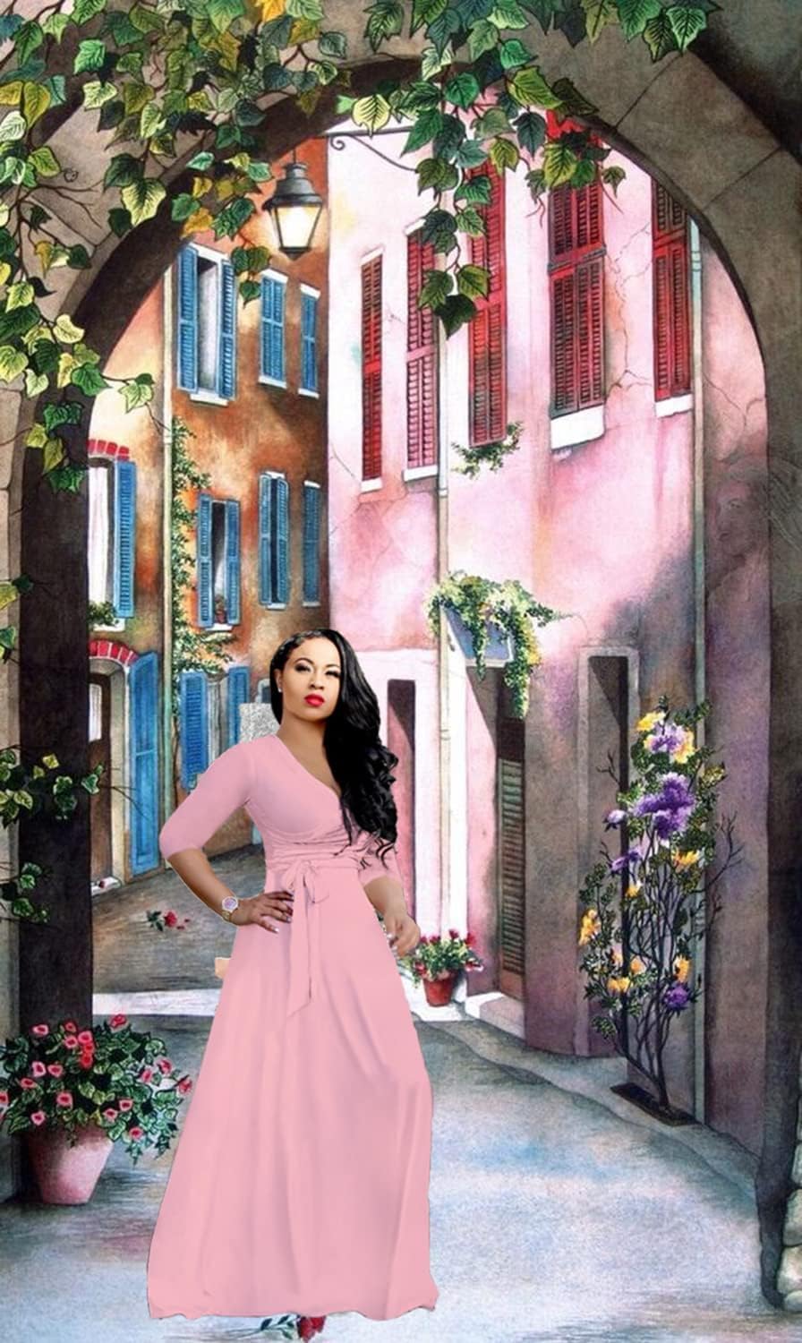 LightlyKiss Plus-Size Maxi Dresses for Women African Summer 3/4 Sleeves Beach Sundress with Pockets - Image 6