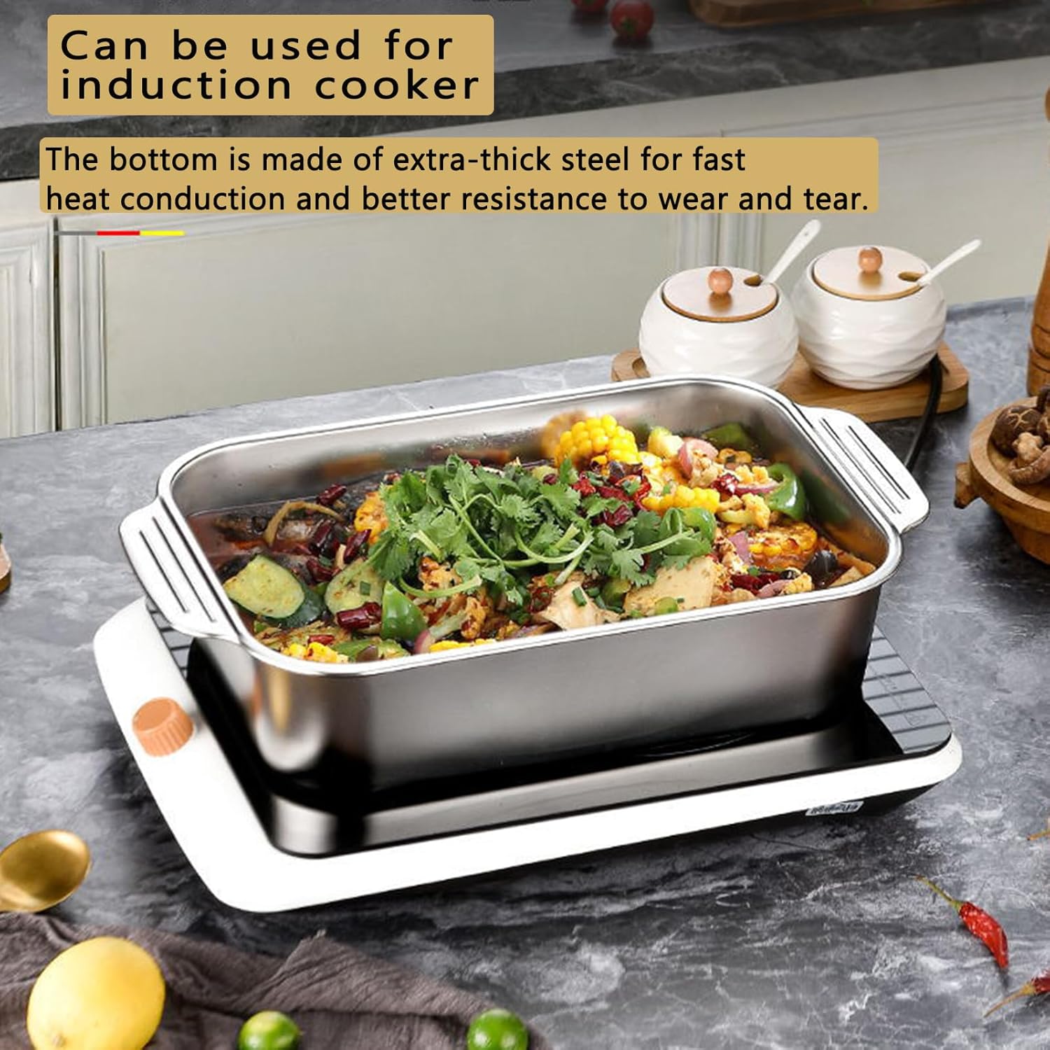 Stainless Steel Rectangular Deep Roaster Pan Fish Baking Tray - 3.1L/3.4L/5.8L/7.4L/10L Lasagna Pan Salad Plate Service Platter Dish Oven-BBQ Bakeware for Turkey, Chicken, Vegetable (33cm,Gold)