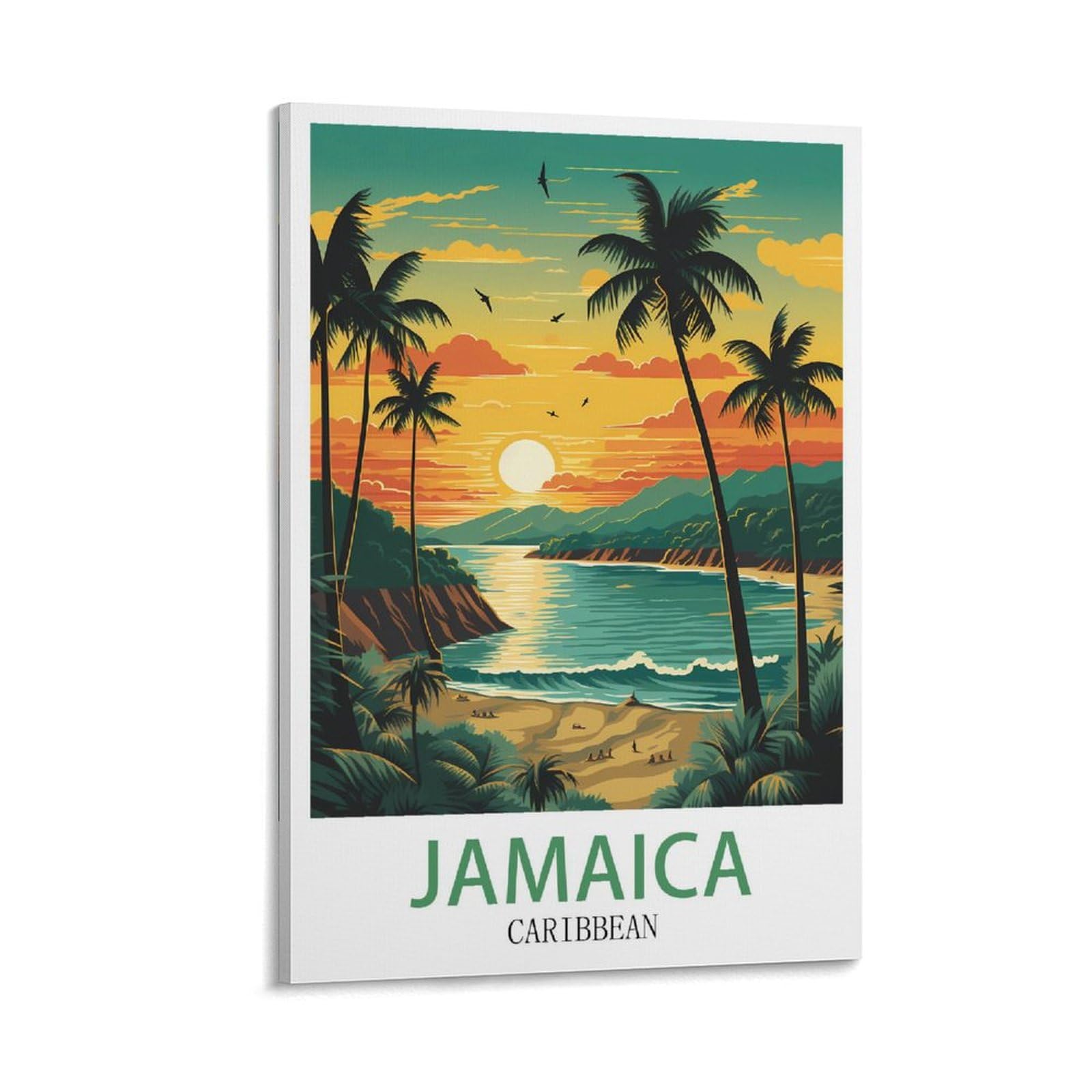 FUUDANG Jamaica Caribbean Vintage Travel Poster 08x12inch(20x30cm) Canvas Art Poster And Wall Art Picture Print Modern Family Bedroom Decor Posters