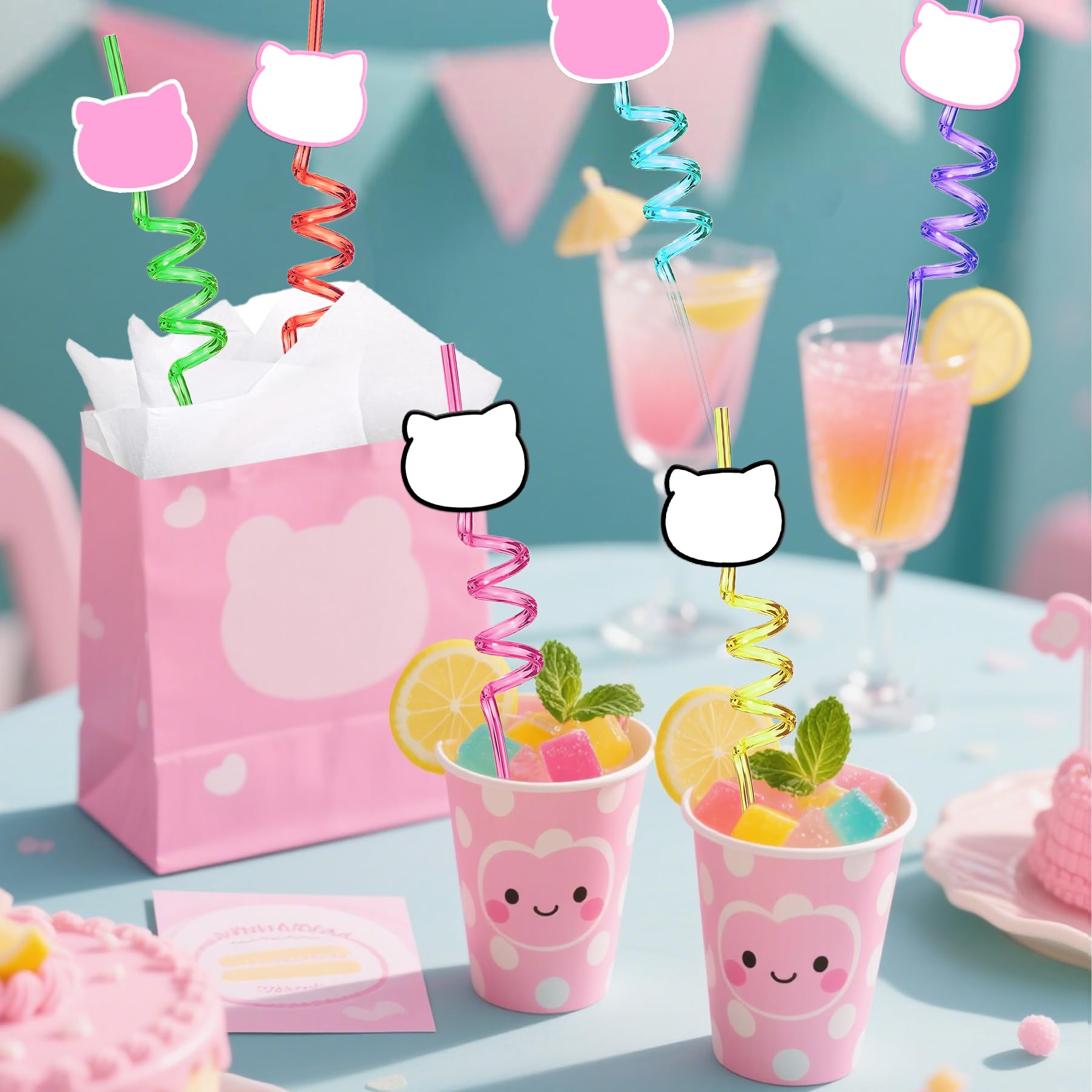 Lot De 16 Pailles En Plastique Colorées - Réutilisables Pour Décorations Fête, Anniversaire - 13