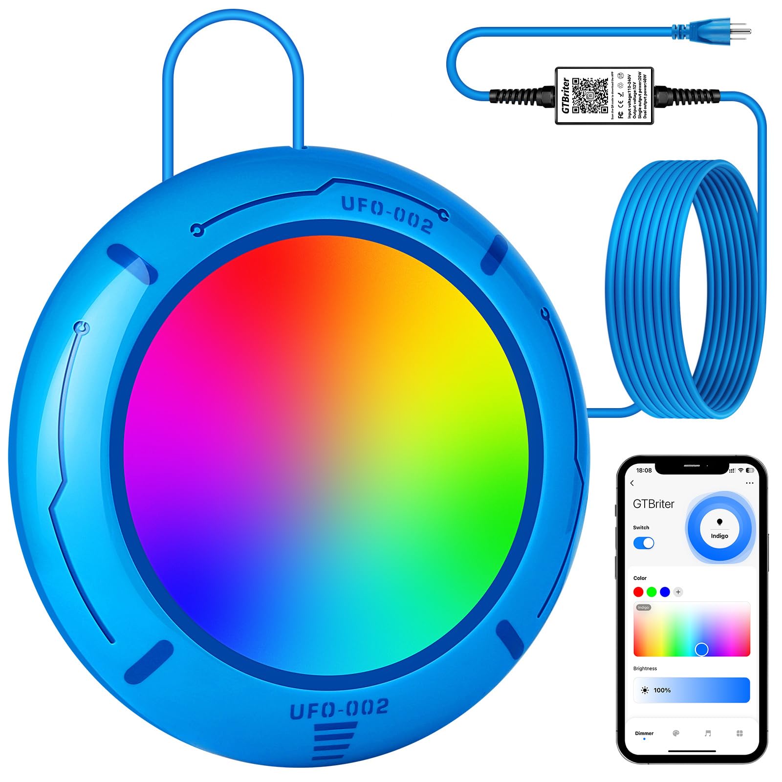 GTBriter 20W APP Control Pool Light