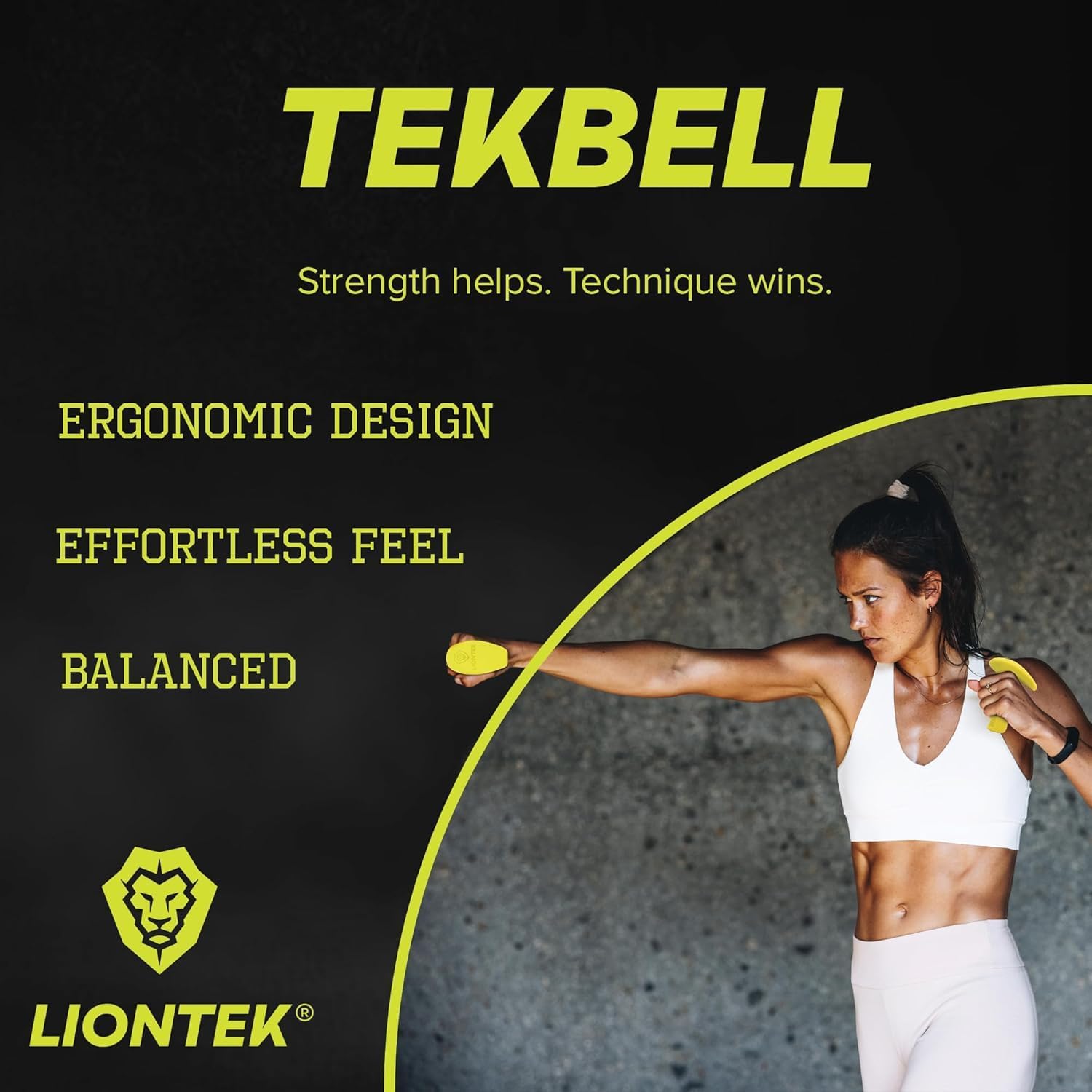 Tekbell by Liontek - 1.5lb Ergonomic Hand Weight Pair for Shadowboxing, Running, Jogging, Walking, and Cross-training