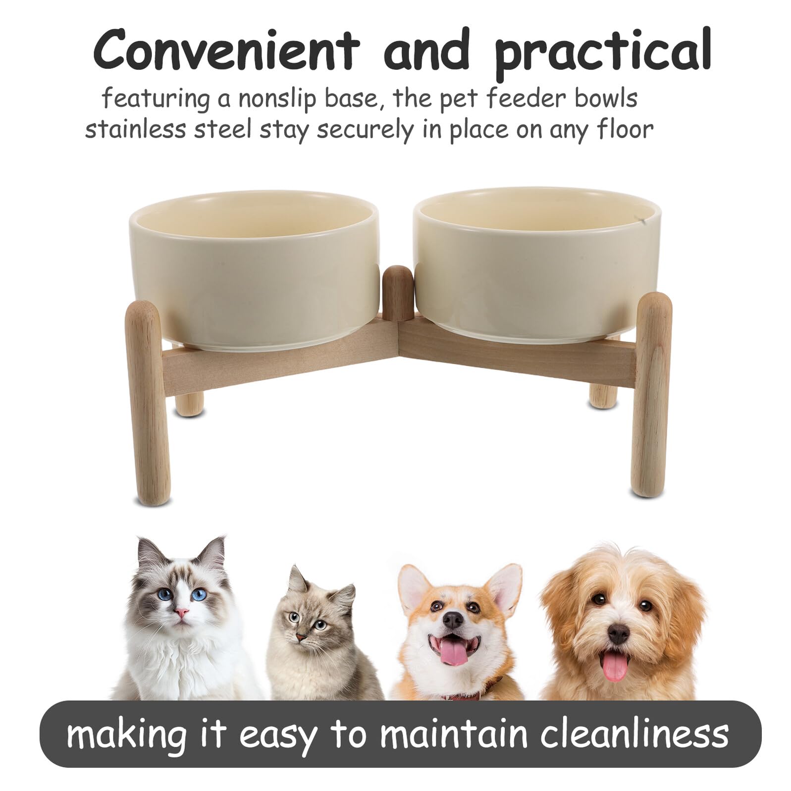 Comedero Alto para Mascotas De 850 Ml Comedero Elevado para Perros Soporte para para Mascotas Bebedero De Madera para Perros