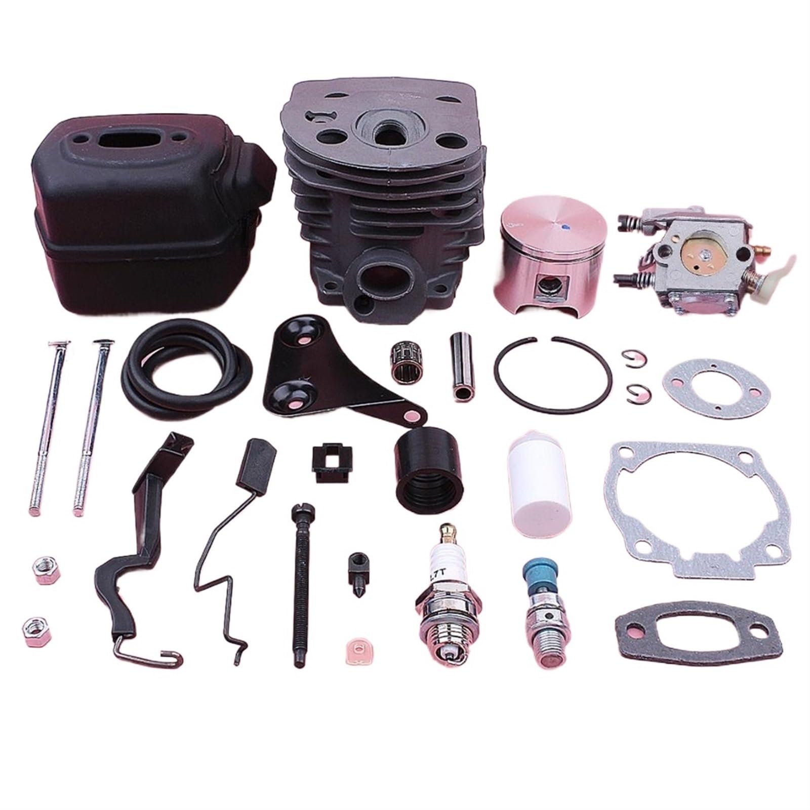 Kit de reparación de pistón de silenciador de Escape de carburador de Cilindro de 46mm, for Motosierra Husqvarna 55 51 501766605 503218202 503281504 503609171 Pistón de Cilindro de jardín