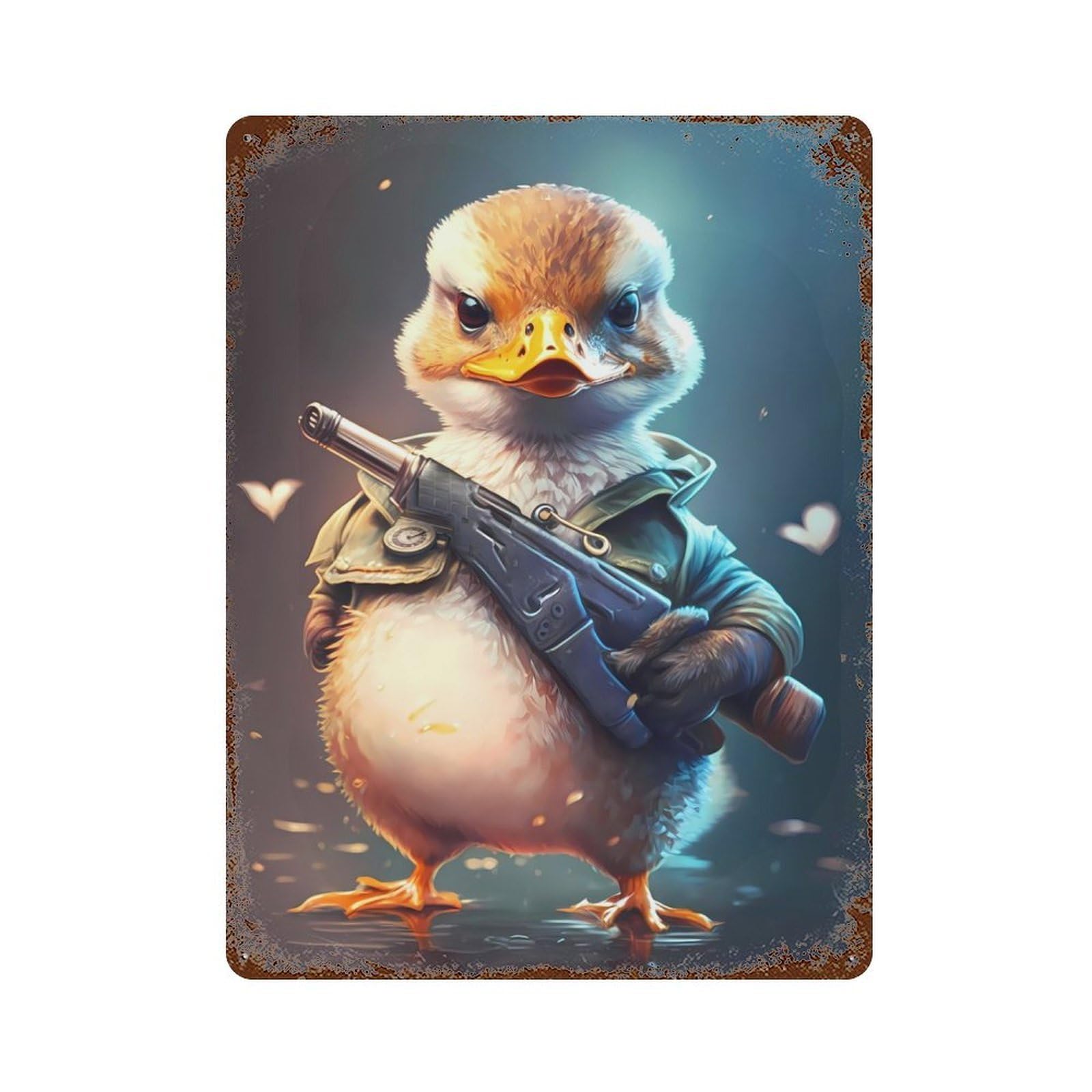 Rust Effect Captain Baby Duck Weathered Tin Sign 15.7"x11.8", Farmhouse Wall Decor for Farmhouse, Kitchen And Entryway Decor