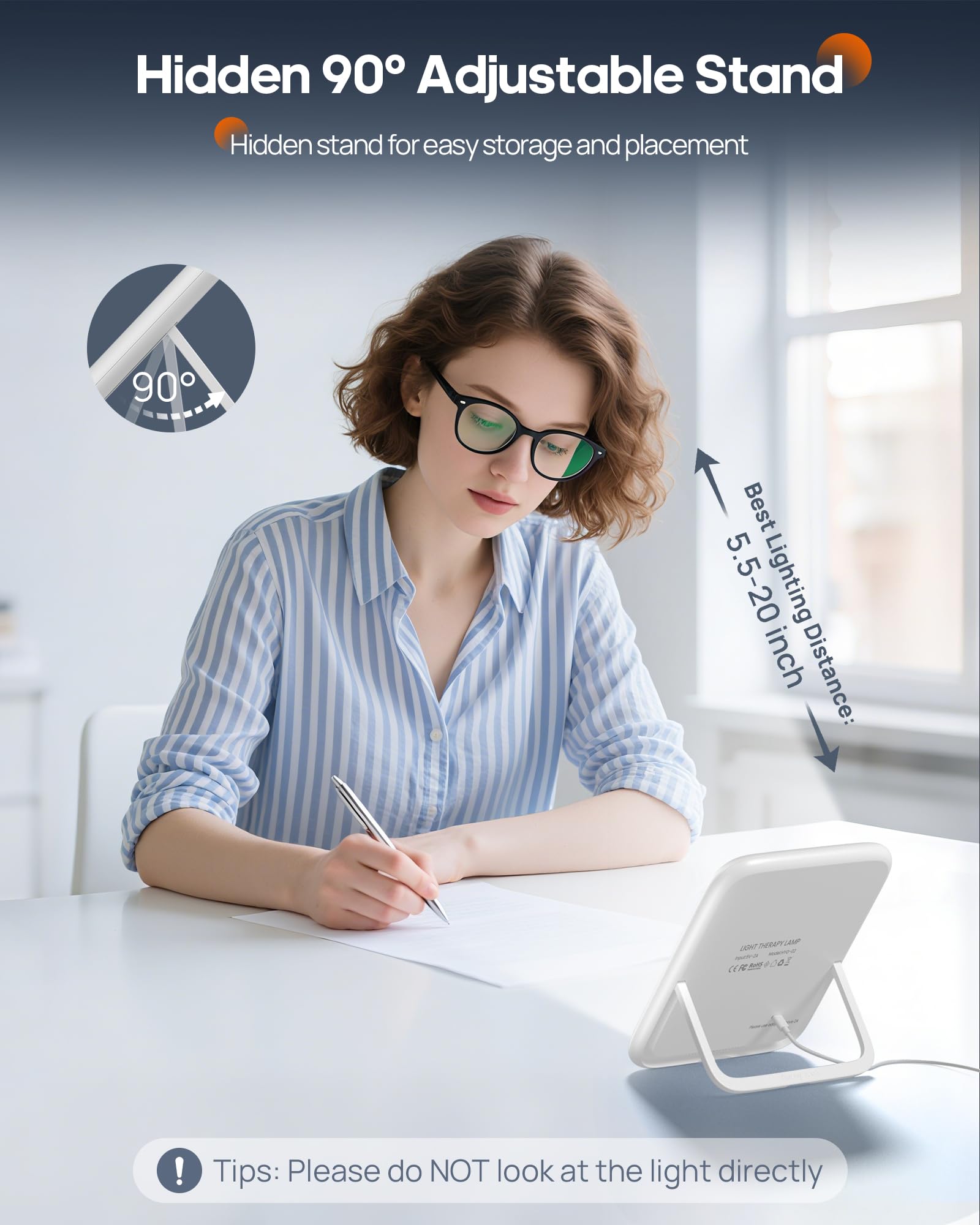 AJVV Tageslichtlampe, 10000 Lux Lichttherapielampe für Depressionen, Sonnenlicht Lampe mit 3 Farbtemperaturen, Stufenlose Helligkeit, 4 Timer Einstellung, LED-Technologie Sunlight Lamp für Gute Laune